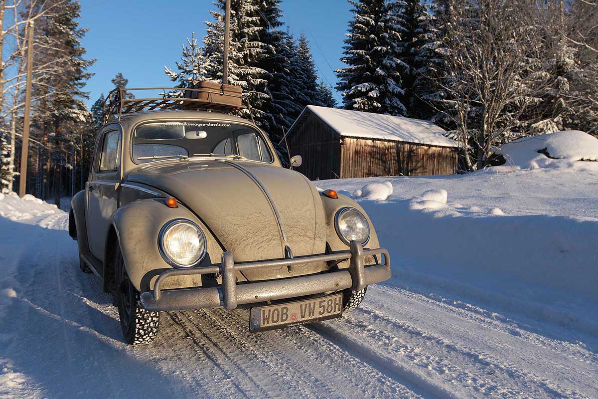 Im Käfer. Nach Finnland. Im Winter.