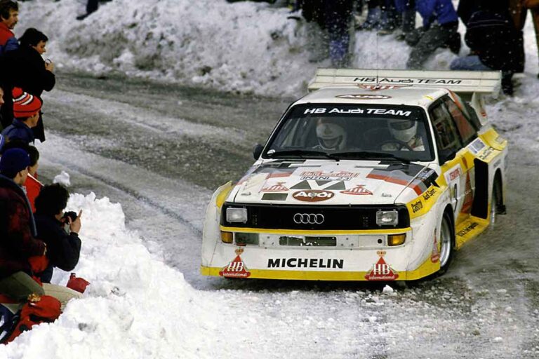 Röhrl kommt mit Audi Sport Quattro S1 zur Histo-Monte