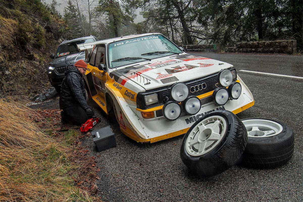Walter Röhrl im Audi S1 auf legendären Monte-Prüfungen