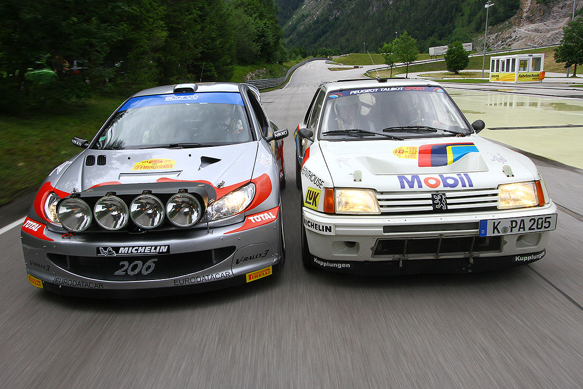 Peugeot 205 Turbo 16 und Peugeot 206 WRC
