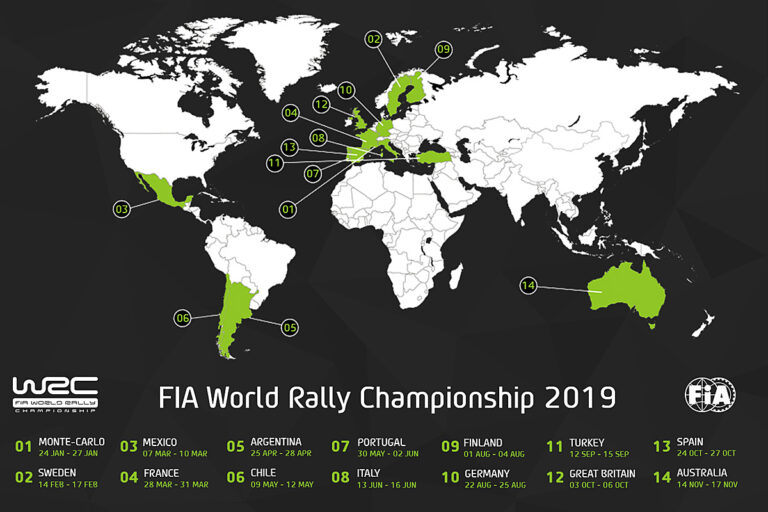 Das ist der Kalender der Rallye-WM 2019