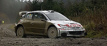 Richard Burns will seinen ersten Peugeot-Sieg feiern