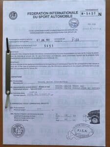 Homologationsblätter Toyota Celica Turbo 4WD, Gr. A und N